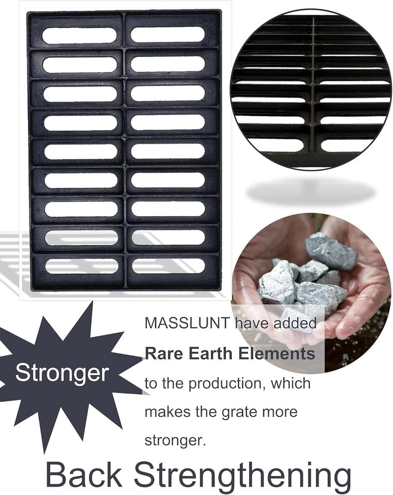 masslunt Cast Iron Drain Grate 17x12 in, B-Class 28100 lbs Heavy-Duty Driveway Channel Cover, Outdoor Trench Drainage Grate, Black Rectangle Metal Sewer Cover for (True 17.3x12) - Image 4